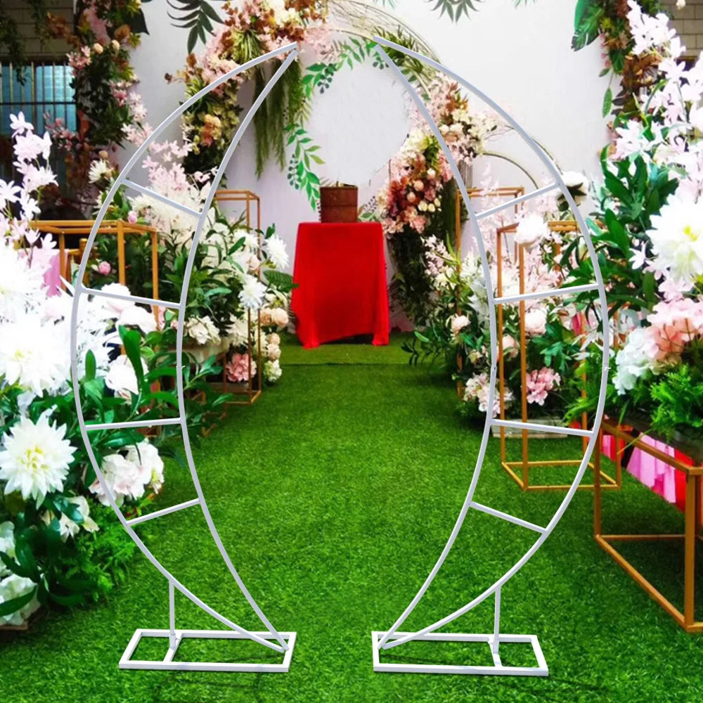 79" White Metal Crescent Moon Wedding Arch 2PCS DLY Decor Framework Iron For Wedding Party Stand