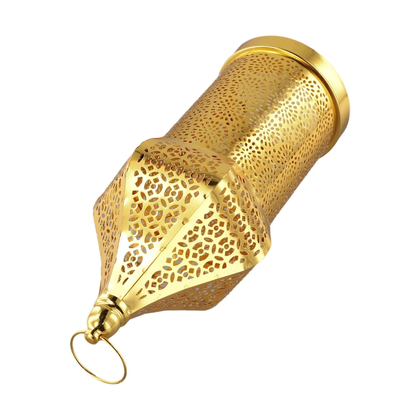 1PC Moroccan Golden Hollow Iron Lantern Ramadan Home Decoration Light Ornaments Gold Lanterns Moroccan Home Crafts Decoration