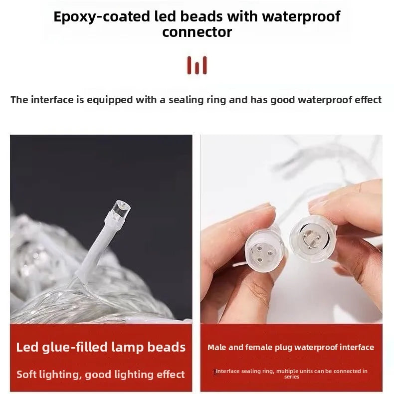 LED Ice Strip Waterfall Light String – Outdoor Waterproof Starry Sky Decoration