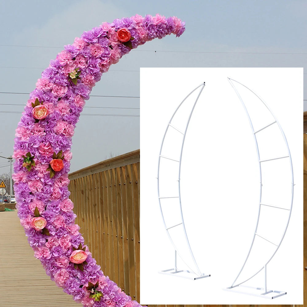 79" White Metal Crescent Moon Wedding Arch 2PCS DLY Decor Framework Iron For Wedding Party Stand