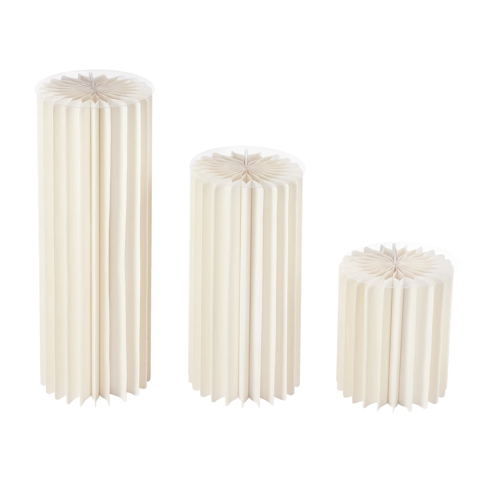 3Pcs Foldable Cardboard Flower Stands Wedding Centerpieces Cardboard Vases Round Pillars Pedestal Cake Stands for Wedding Party