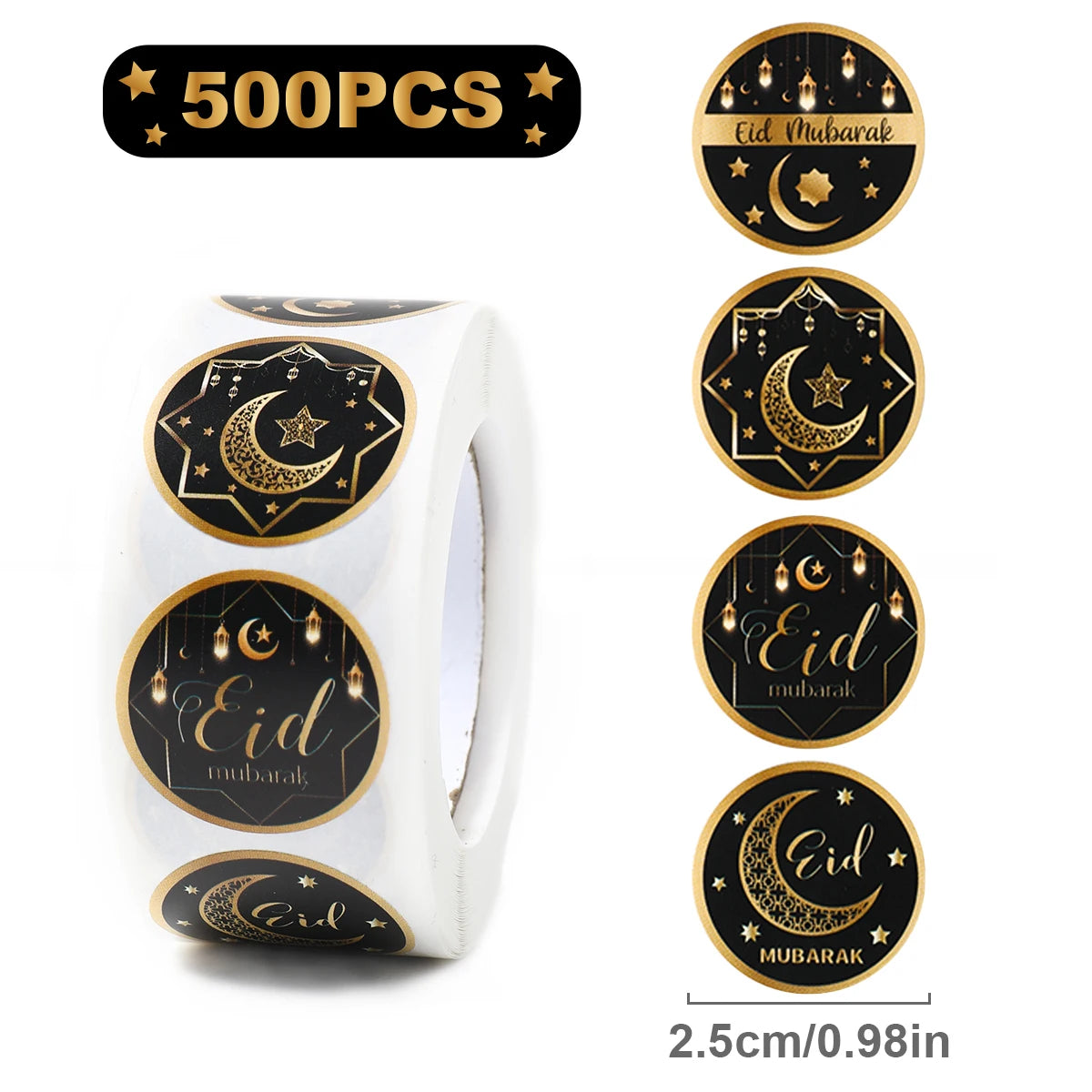 EID Mubarak Stickers Ramadan Decoration 2025 For Favor Gifts Label Ramadan Kareem Islamic Muslim Party Eid Al Adha Gifts