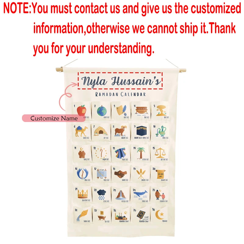 Personalised Prophet’s Theme Ramadan Countdown Calendar Eid Al-Fitr Gift Muslim Islamic Eid Mubarak Home Wall Hanging Decoration