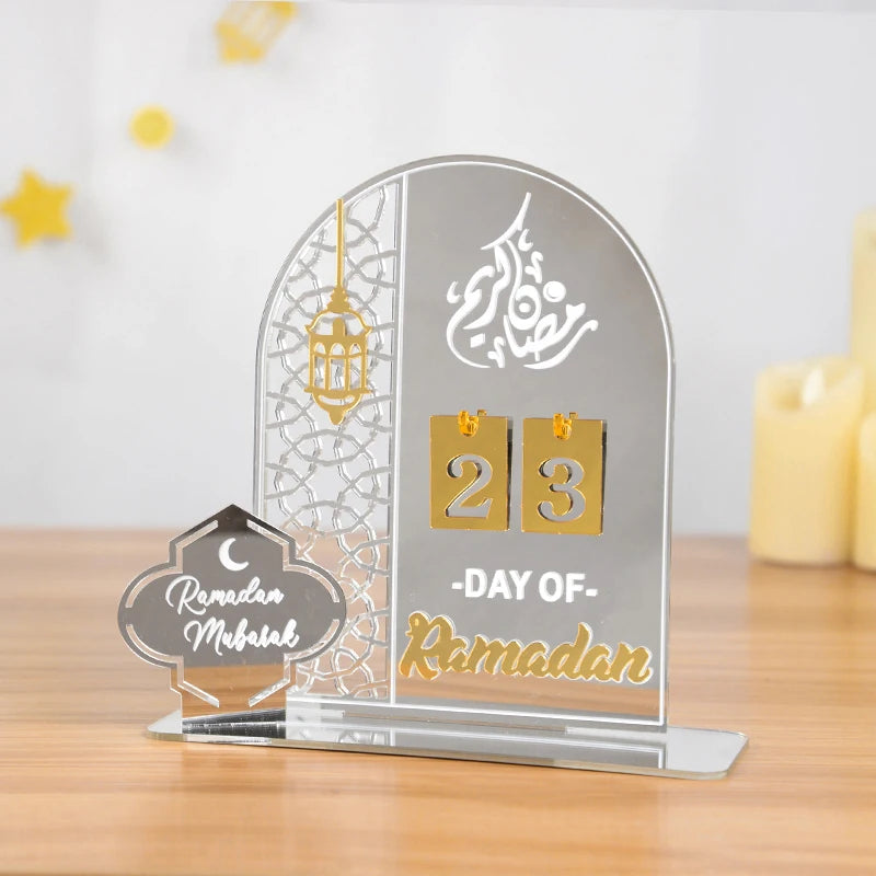 Acrylic Ramadan Countdown Calendar Gifts Day of Ramadan Calendar with Replacing Number 2026 Eid Mubarak Home Decoration Ornament