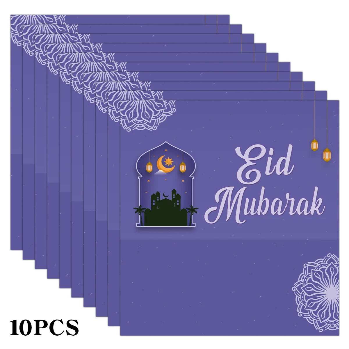 10pcs Eid Mubarak Chocolate Candy Stickers,Mosque&Lantern Crescent Design,Labels For Gift Wrap,Islamic Ramadan Greeting Supplies