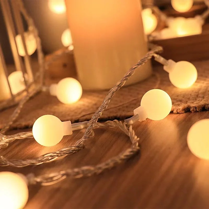 1.5/3/6/10m LED Ball String Lights Garland Lights Outdoor Lamp Wedding Garden Fairy Lights Christmas Decoration USB/Battery