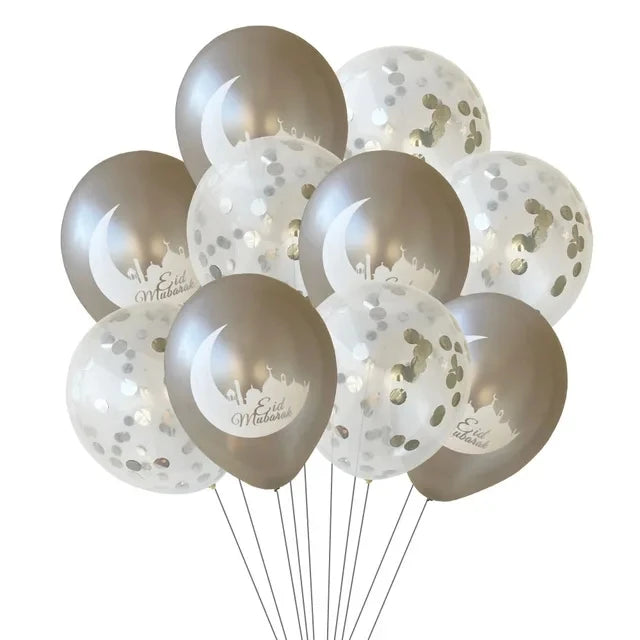 10pcs EID MUBARAK Decor Balloons Ramadan and Eid Decoration Muslim Islamic Decor Gold Balloon Ramadan Mubarak DIY Party Supplies
