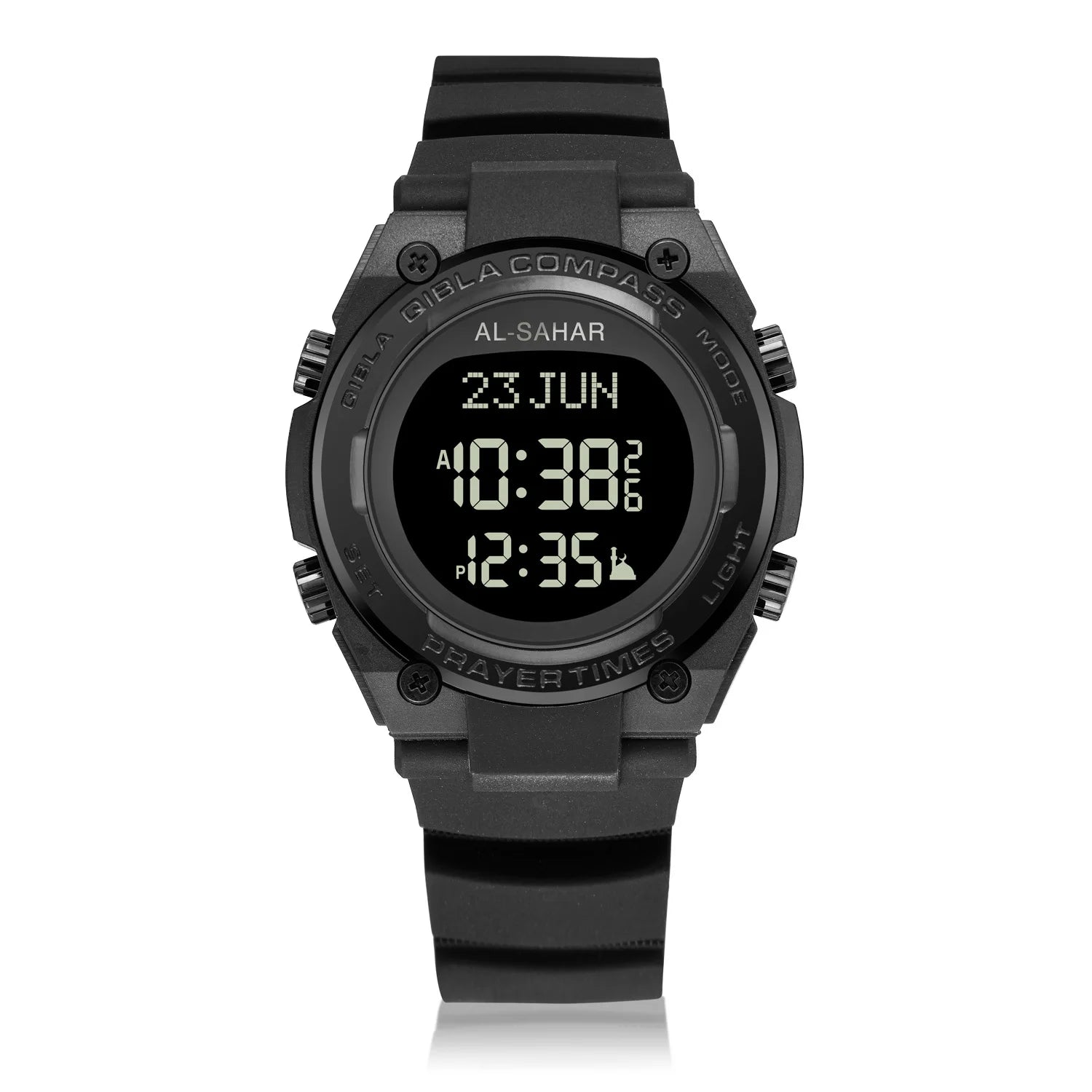 2025 New Arrival Muslim AZAN Watch Digital Sport Alarm AL FAJR Prayer Times Muslim Islamic Arabic Dial Qibla Clock