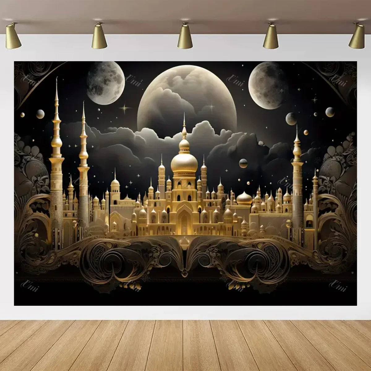 Eid Mubarak Backdrop for Photography EID Al Adha Muslim Ramadan Kareem Moon Lantern Islamic Eid al-Fitr Photo Background Props
