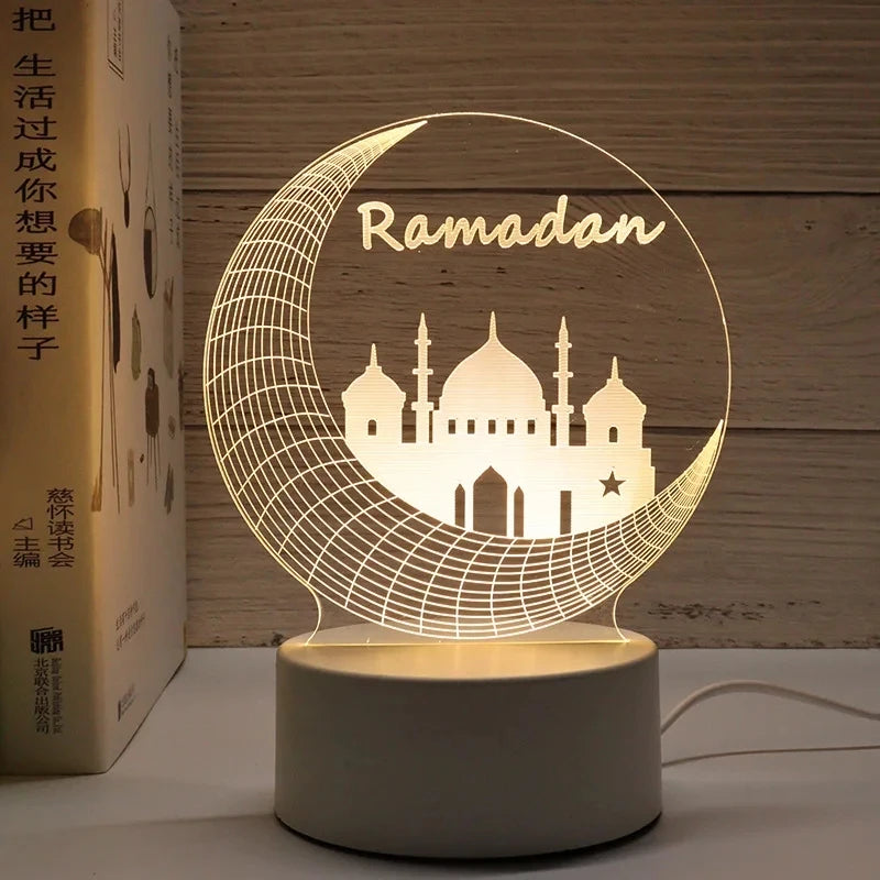 2026 Eid Mubarak Muslim Festival Decor Supplie Night LED Light Hanging Ornament Ramadan Kareem Decoration for Home Event Party