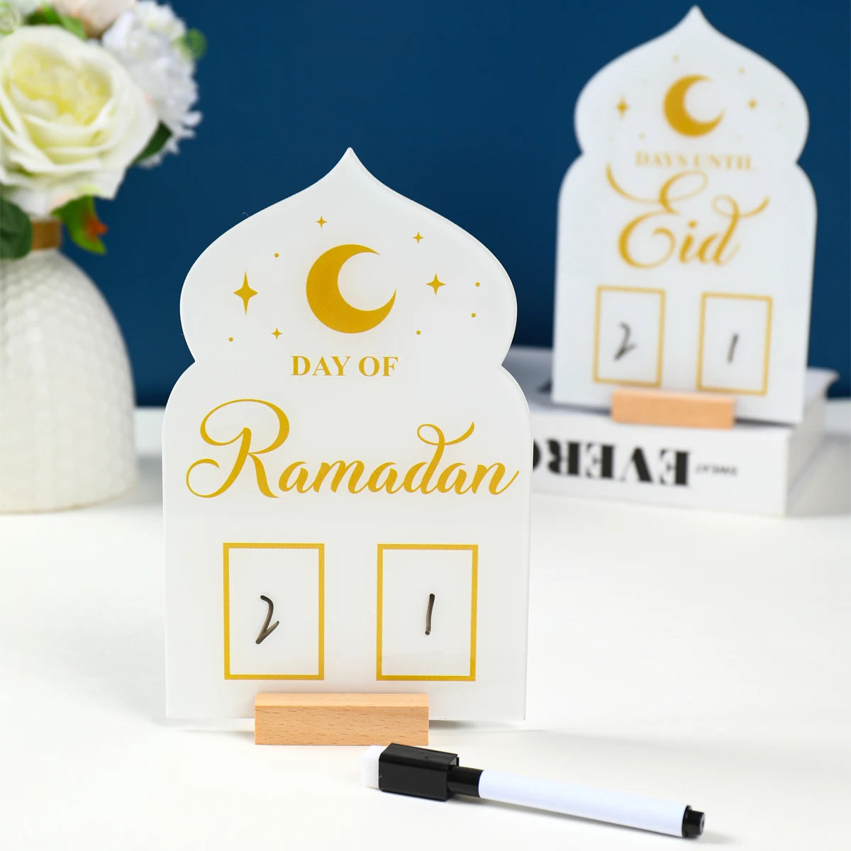 Ramadan Countdown Calendar Acrylic Eid Mubarak Ornament Kareem Ramadan Decoration 2025 For Home Islamic Muslim Party Decor Gifts