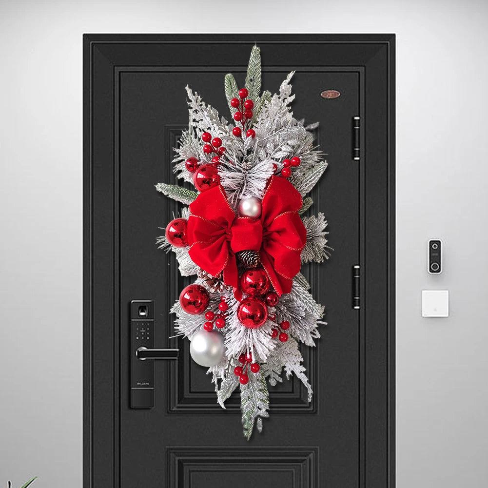 Christmas Wreath Pendants without/with Light Atmosphere Decorative Stair Garland Home Door Window Ornaments Party Supplies Gift