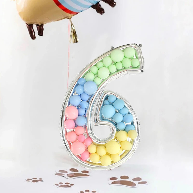65inch Large Foil Number Balloon DIY Filling Frame 1st 18th Birthday Decoration Balloons Filling Box Wedding Anniversary Decor