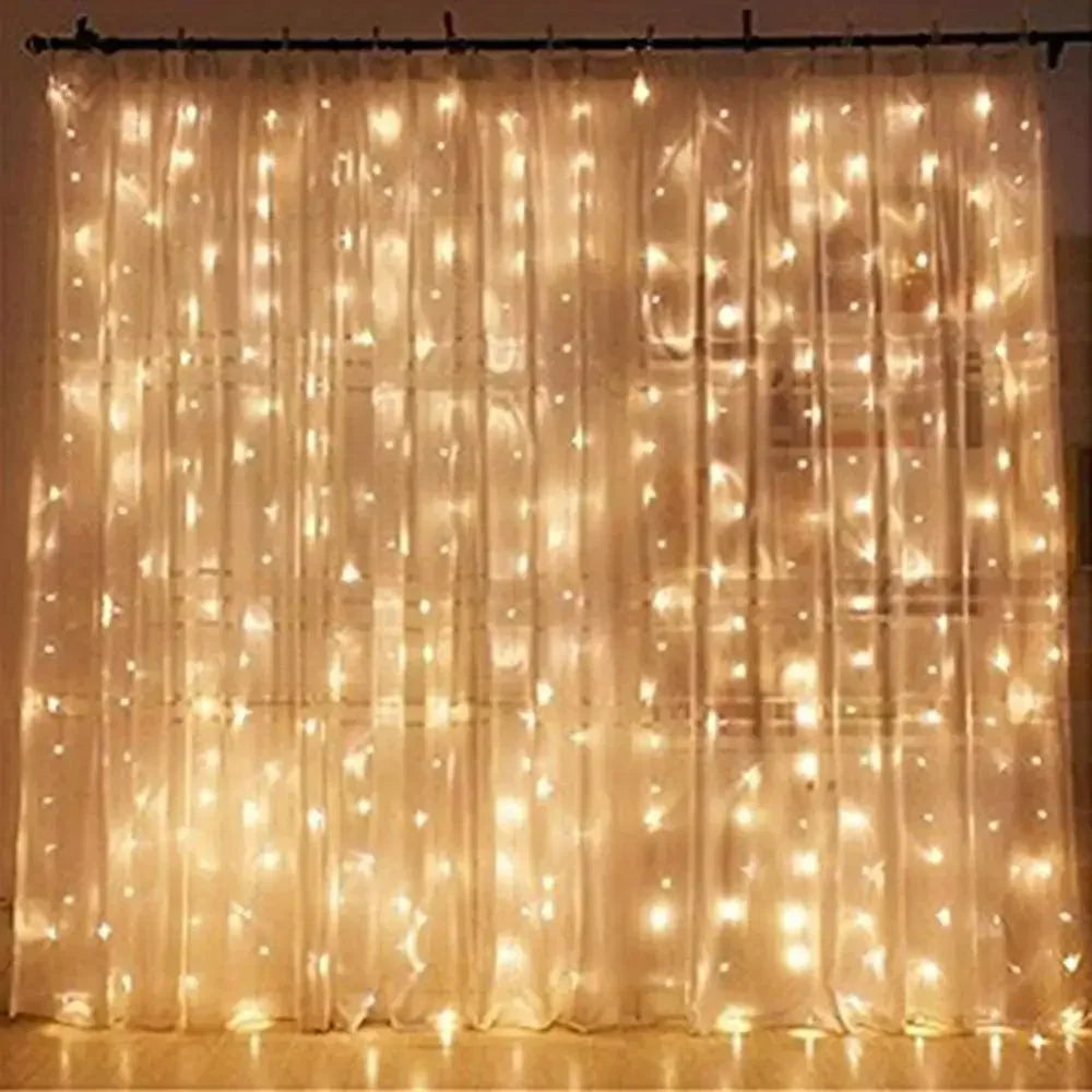 Width 3M LED Garland Curtain Lights 8 Mode Remote Control Fairy Light String Wedding Christmas Decor for Home Ramadan Festival