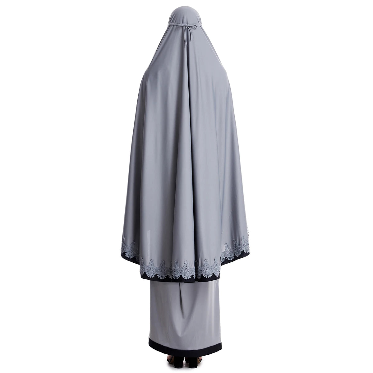 Muslim Women Burqa Dress Lace Two-piece Suit Ethnic Lady Hijab Abaya Suit Ramadan Eid Prayer Garment