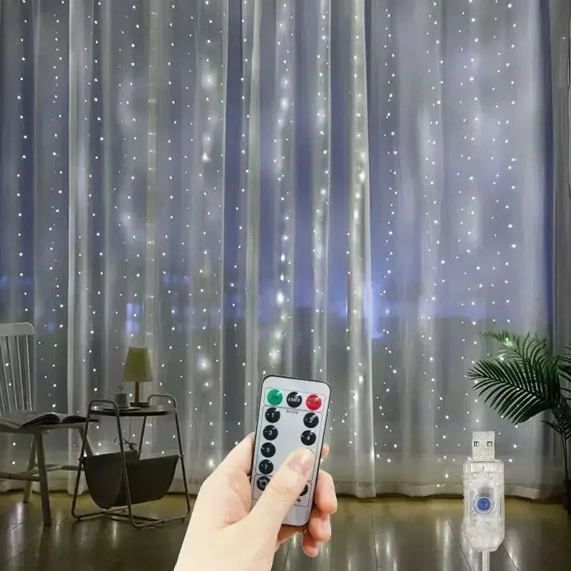 3/4/6M USB Curtain LED String Lights Fairy Lights EID Mubarak Bedroom Wedding Valentine's Day Ramadan Home Decoration 2026