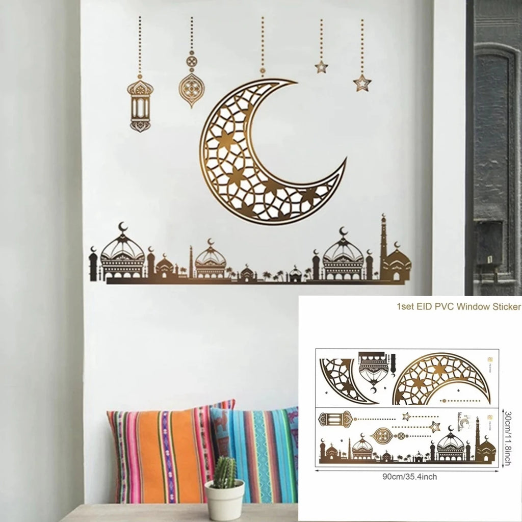 Eid Mubarak Window Stickers Kareem Ramadan Decoration 2025 For Home Islamic Muslim Party Decor Mubarak Ramadan Wall Sticker Gift