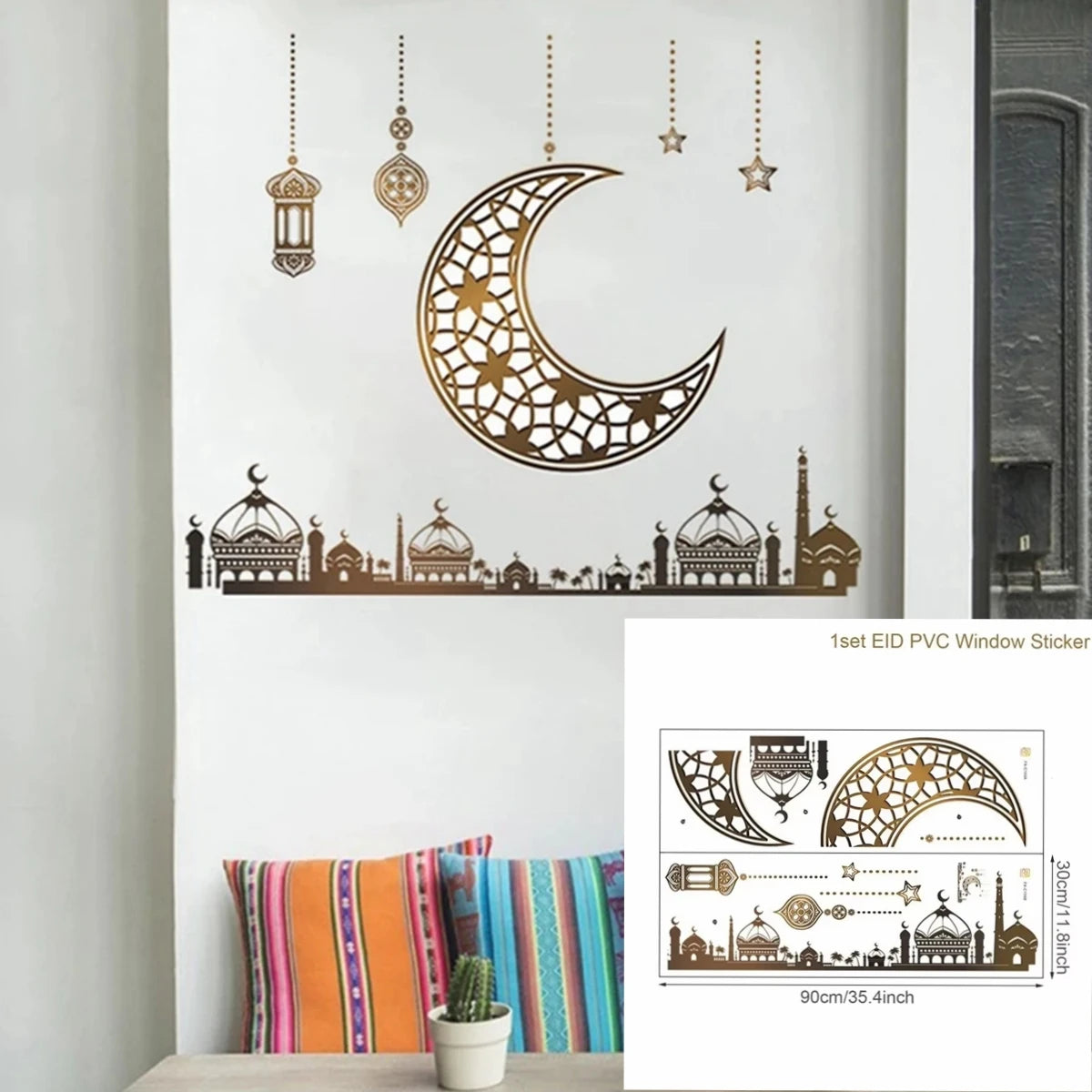 Eid Mubarak Window Stickers Kareem Ramadan Decoration 2025 For Home Islamic Muslim Party Decor Mubarak Ramadan Wall Sticker Gift