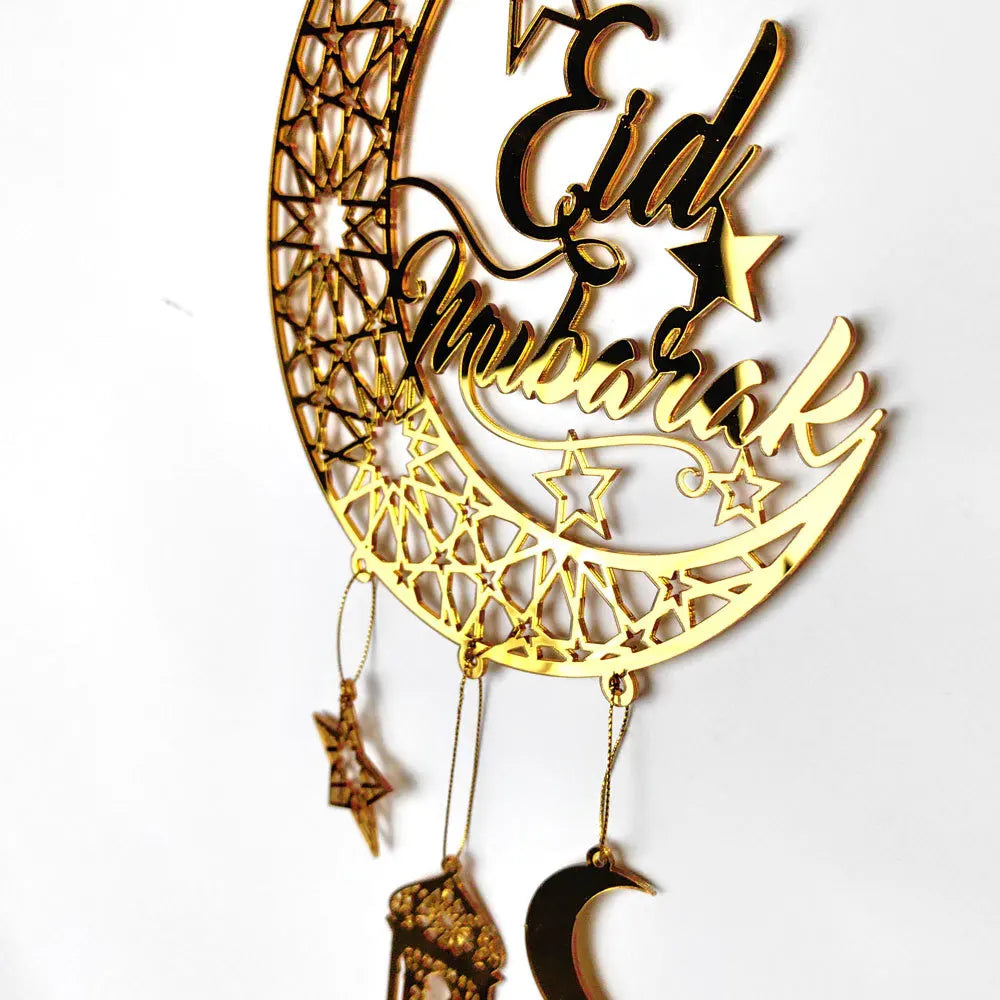 1PC Acrylic Ramadan Kareem Moon Star Wall Pendant Eid Mubarak Ornaments for Home Eid Al Fitr Muslim Islamic Holiday Party Decor