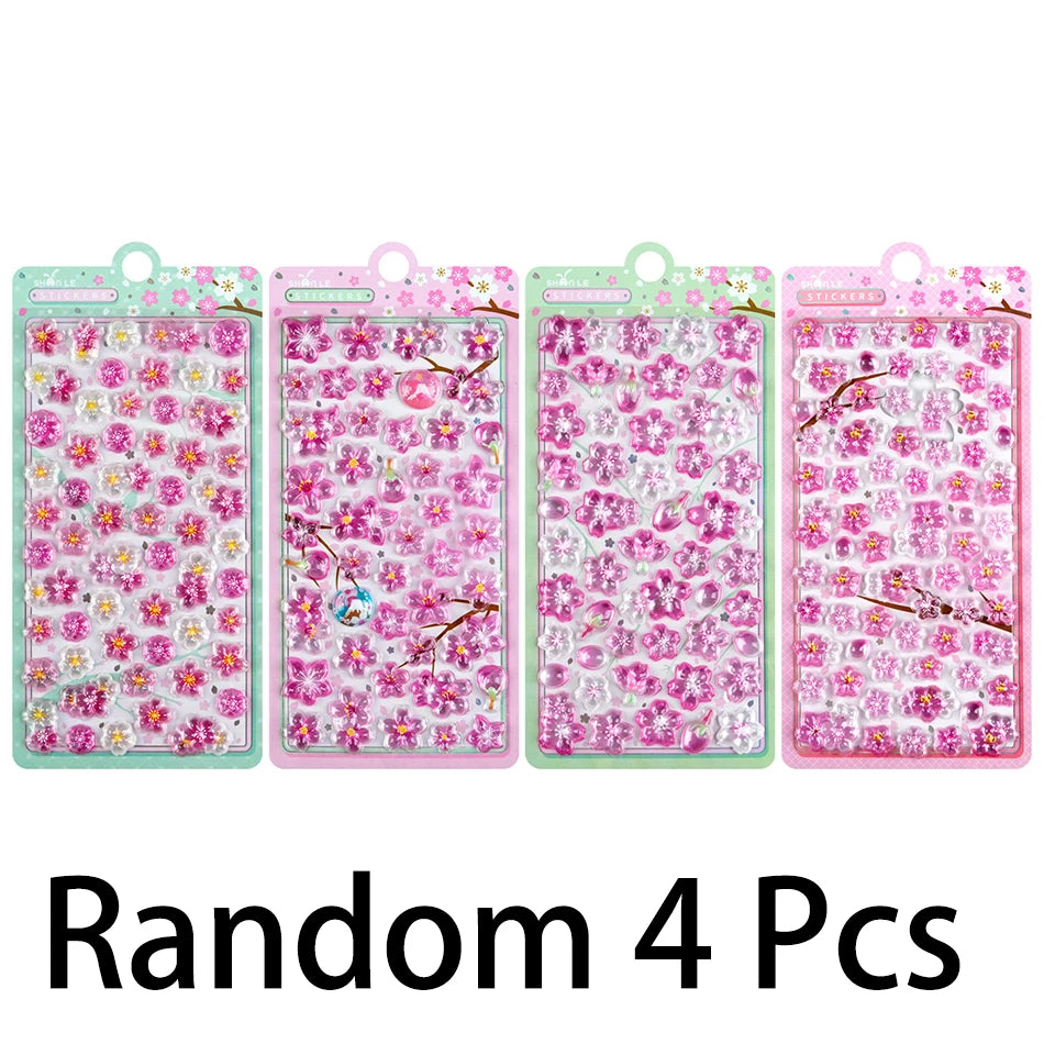 Cherry Blossom Petal Sakura Drop 3D Relief Stickers Scrapbooking DIY Journaling Stationery Diary Decor School Cute Stickers