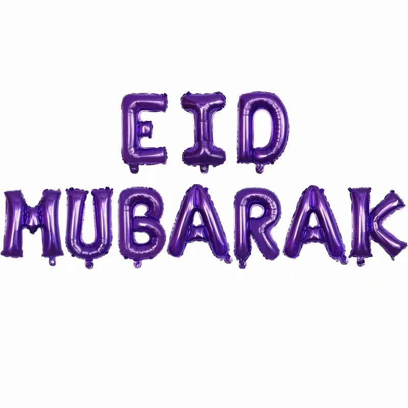 Eid Mubarak Balloons Muslim Aid Hajj Moubarak Decor Ramadan Kareem Festival Decoration Banner Star Moon Heart Foil Balloon Party