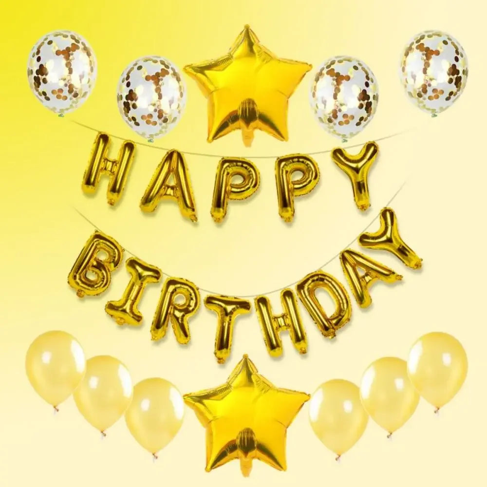 25pcs/set Happy Birthday Balloons Set Foil Letter Balloon Garland Bunting Banners Kids Birthday Party Babay Shower Decoration