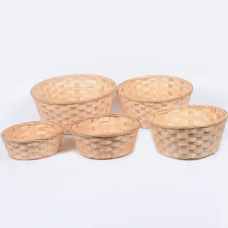 Practical Round Wicker Basket Hampers Woven Bamboo Fruit Bread Basket Storage Hamper Blanket Hamper Baskets
