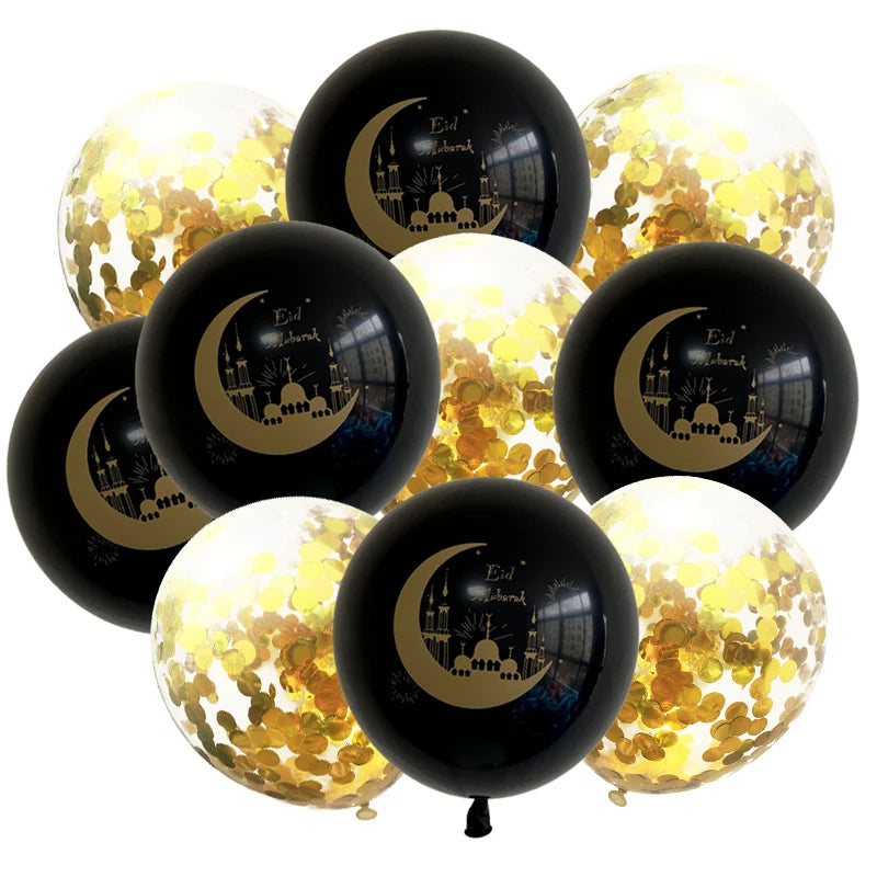 10Pcs Eid Mubarak Latex Balloon Ramadan Kareem Decoration Air Globos Ramadan Mubarak Muslim Islamic Festival Party Supplies 2024