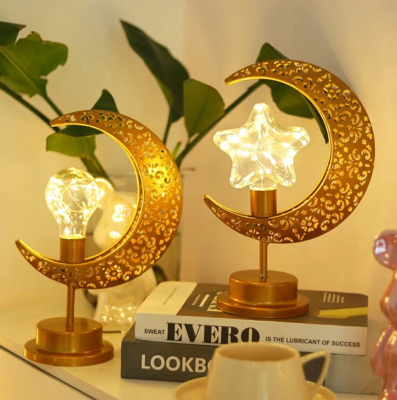 Ramadan Moon Led Light 2026 Eid Mubarak Decoration Metal Lamp for Home Room Ramadan Kareem Islamic Muslim Eid Al Adha Party Gift