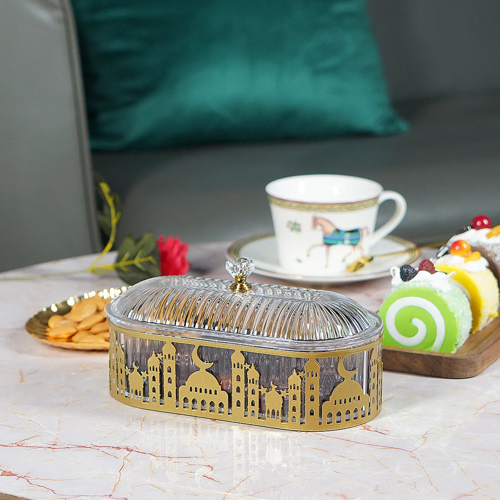 Eid Mubarak Candy Snack Jar Ramadan Kareem Decorations For Home 2025 Islamic Muslim Al-Fitr Party Supplies Star Moon Tray
