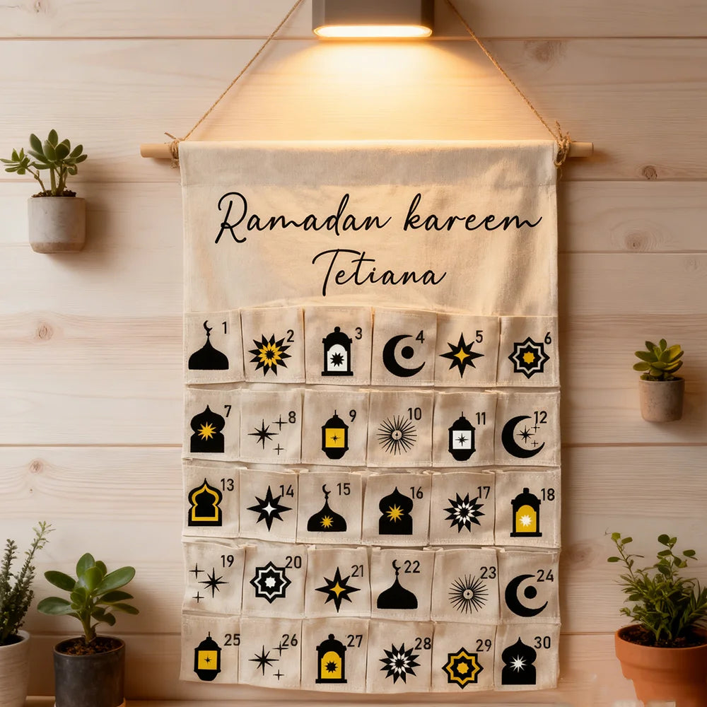 personalized name Ramadan kareem 30 day Advent Calendar for kid boy girl Muslim Islamic eid al Fitr Wall Hanging Home decoration