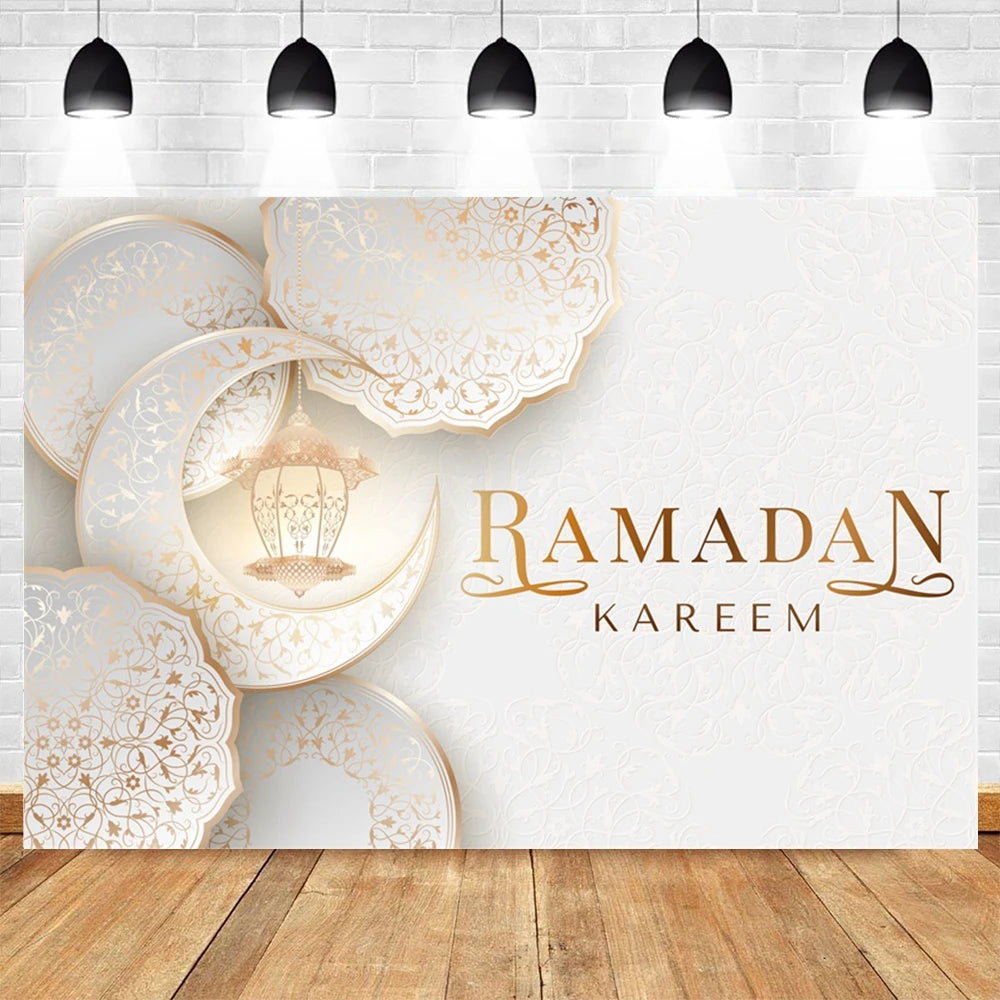 Eid Mubarak Backdrop for Photography EID Al Adha Muslim Ramadan Kareem Moon Lantern Islamic Eid al-Fitr Photo Background Props