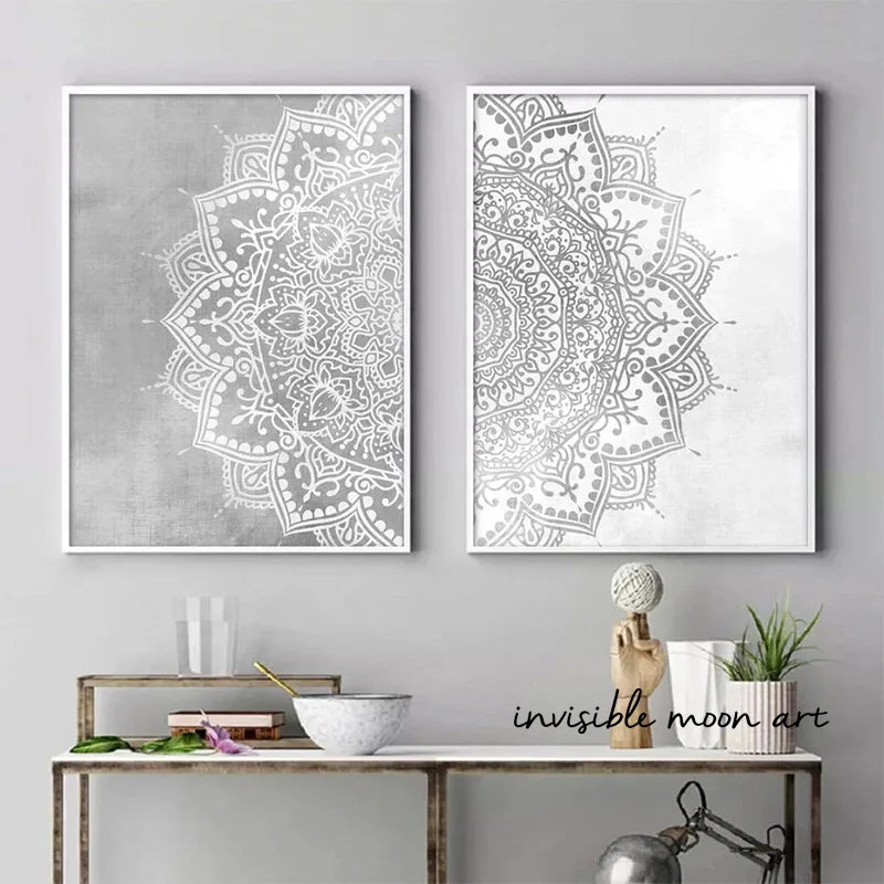 Abstract Mandala Flower Pattern Beige Bohemia Inhale Exhal Zen Art Posters Canvas Painting Wall Prints Pictures Room Home Decor