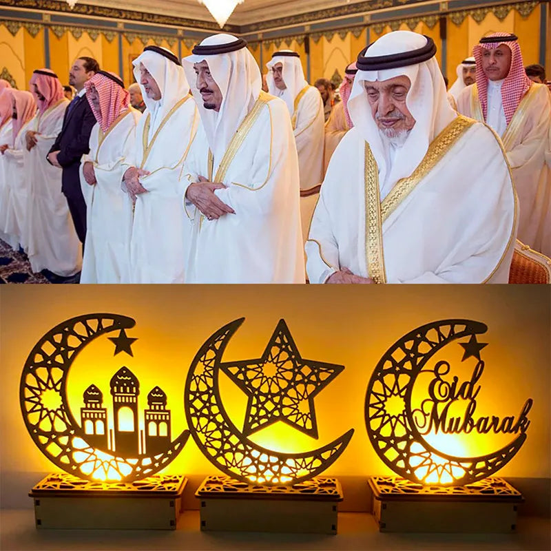 EID Mubarak Wooden Pendant Ramadan Decoration For Home Islamic Muslim Party Decor EID Gifts Abaya AL Adha Kareem