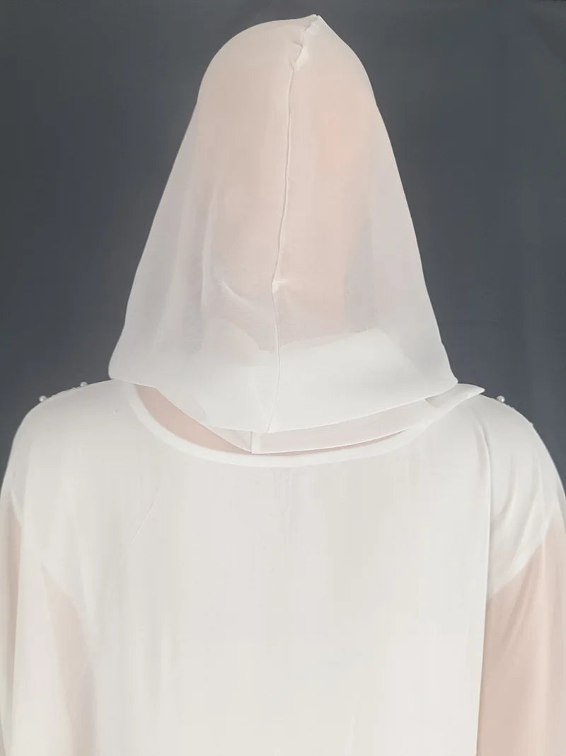 Eid Muslim Dress for Women – Hooded 2-Piece Diamond Jalabiya Kaftan
