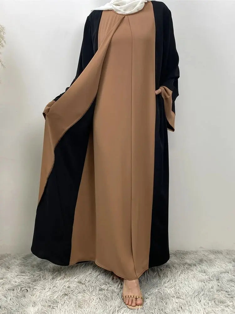 Ramadan Eid Luxury Splicing Two-Piece Style Abaya for Women – Dubai Kaftan Modest Islamic Dress Marocain Femme