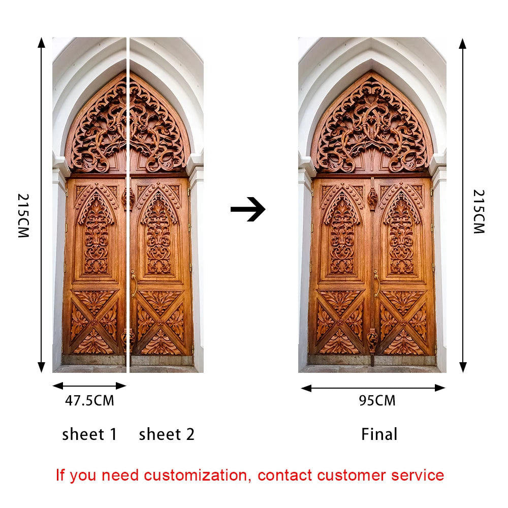 Medieval Stone Hutongs DIY Door Wall Sticker Home Decor Living Room Children Room Bedroom Art Mural Self-adhesive PVC Wallpaper