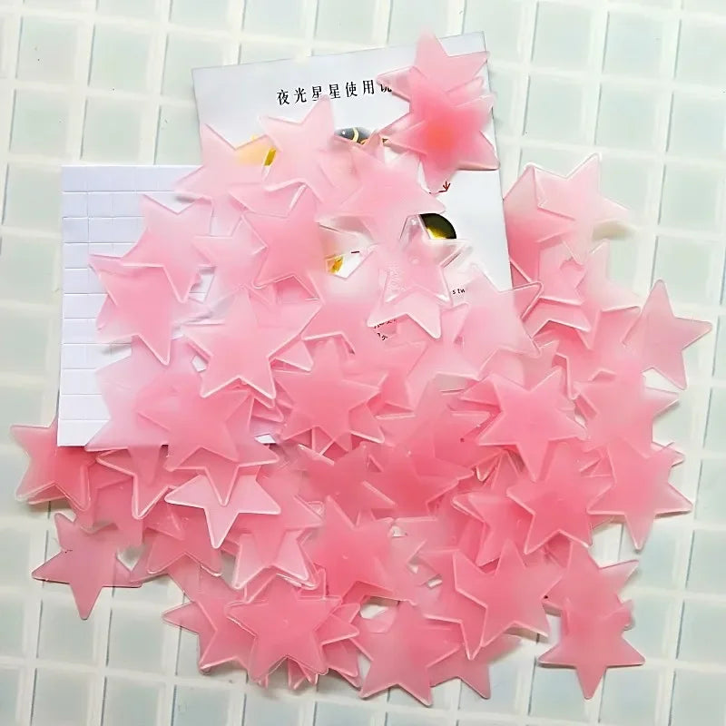 100Pcs/Set Stars Luminous Wall Stickers Glow In The Dark For Kids Baby Room Decoration Decals Colorful Star Home DIY Decor Mural