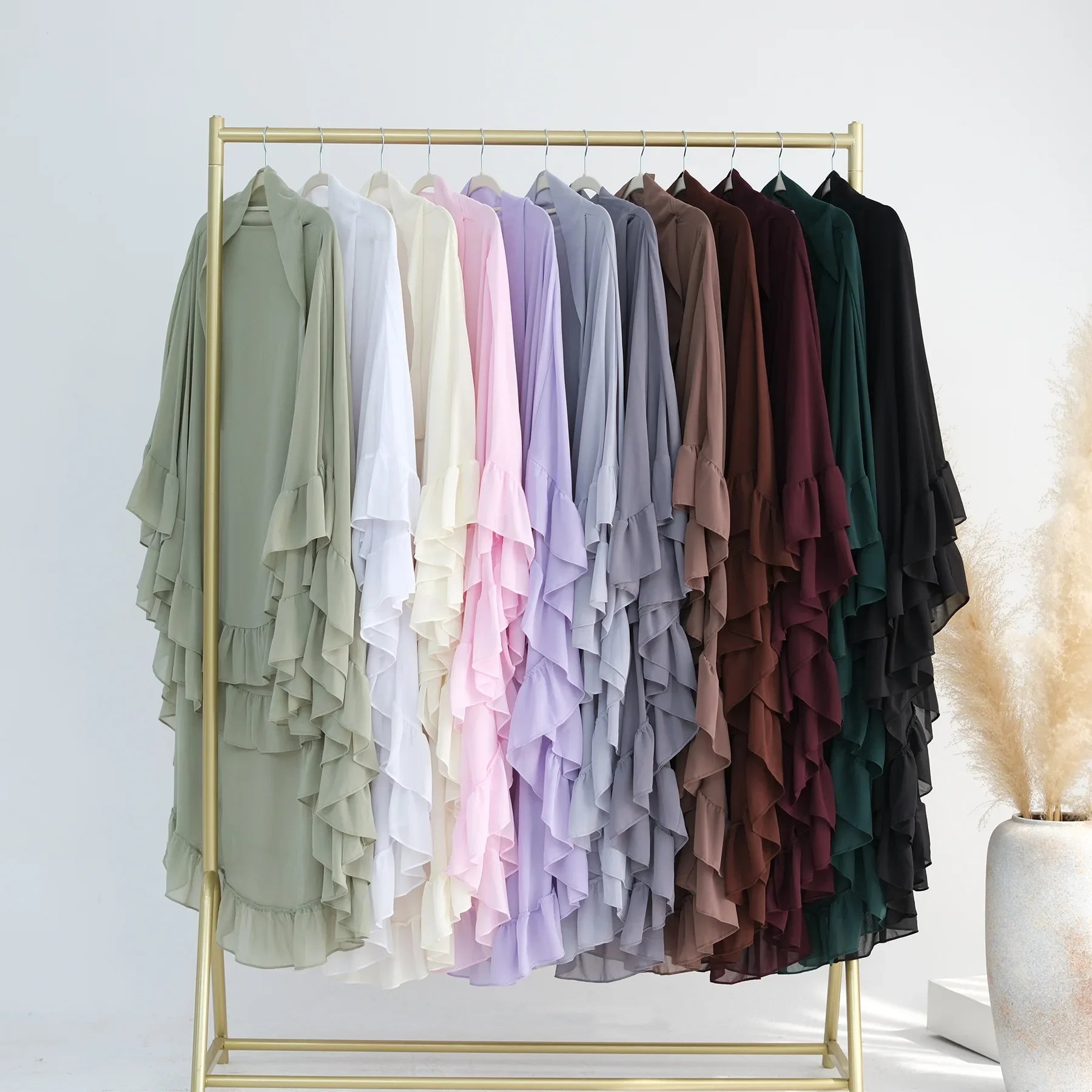 Ruffles Extra-long 2 Layers Chiffon Khimar, Sweet Muslim Women Hijab Scarf, Dubai Turk Islamic Clothing, Headscarf, Ramadan Eid