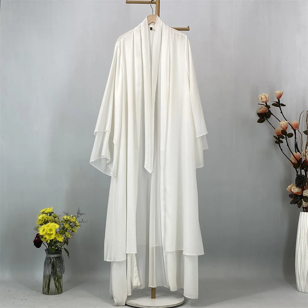 2025 Ramadan Kebaya Chiffon Open Abaya – Modest Women Muslim Kaftan Dress
