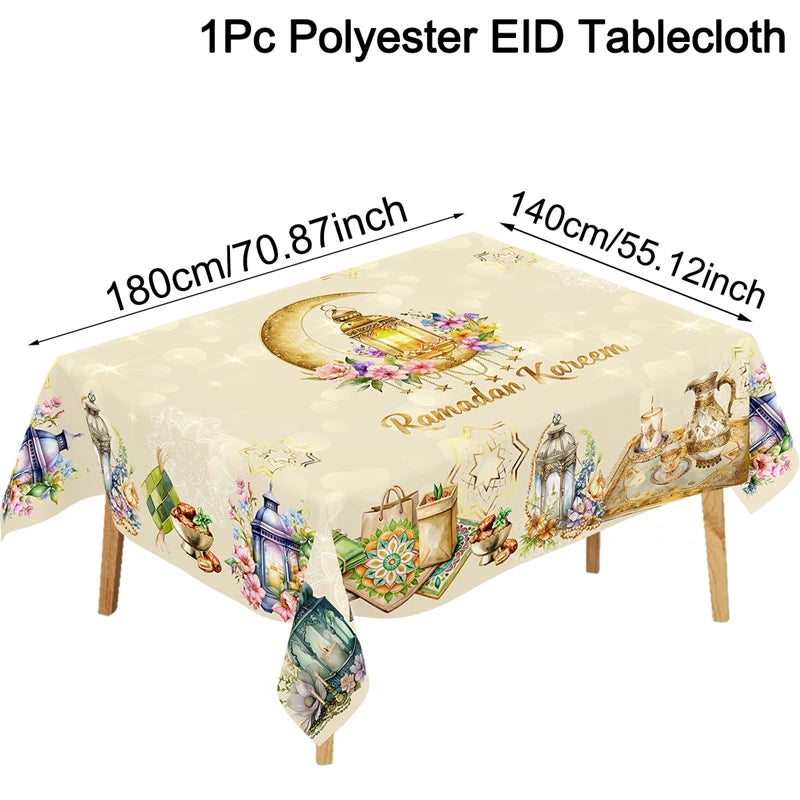 Eid Mubarak Table Runner Ramadan Tablecloths Ramadan Kareem Decoration for Home 2026 Islamic Muslim Party Eid Al Adha Gifts