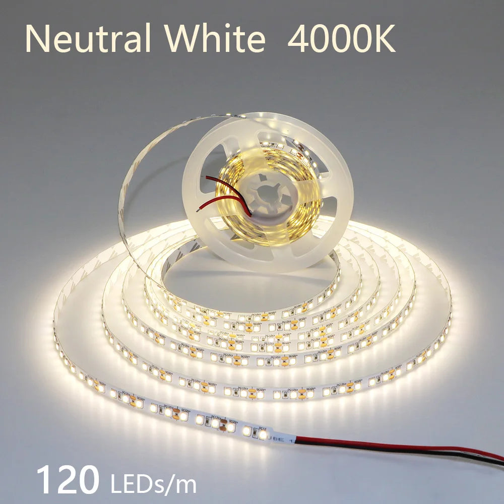 12V 24V LED Strip 2835 120LEDs/m Home Lamp Strip Pink Red Ice Blue Green Golden Yellow Orange Flexible Waterproof Soft Lamp Bar