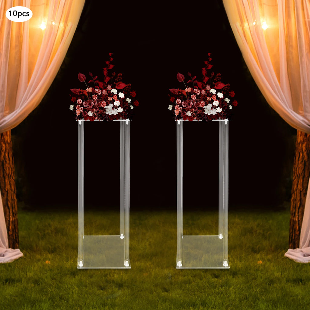 10Pcs Clear Acrylic Flower Stands Rectangular Flower Display Stand Acrylic Wedding Flower Stand 20x20x60cm