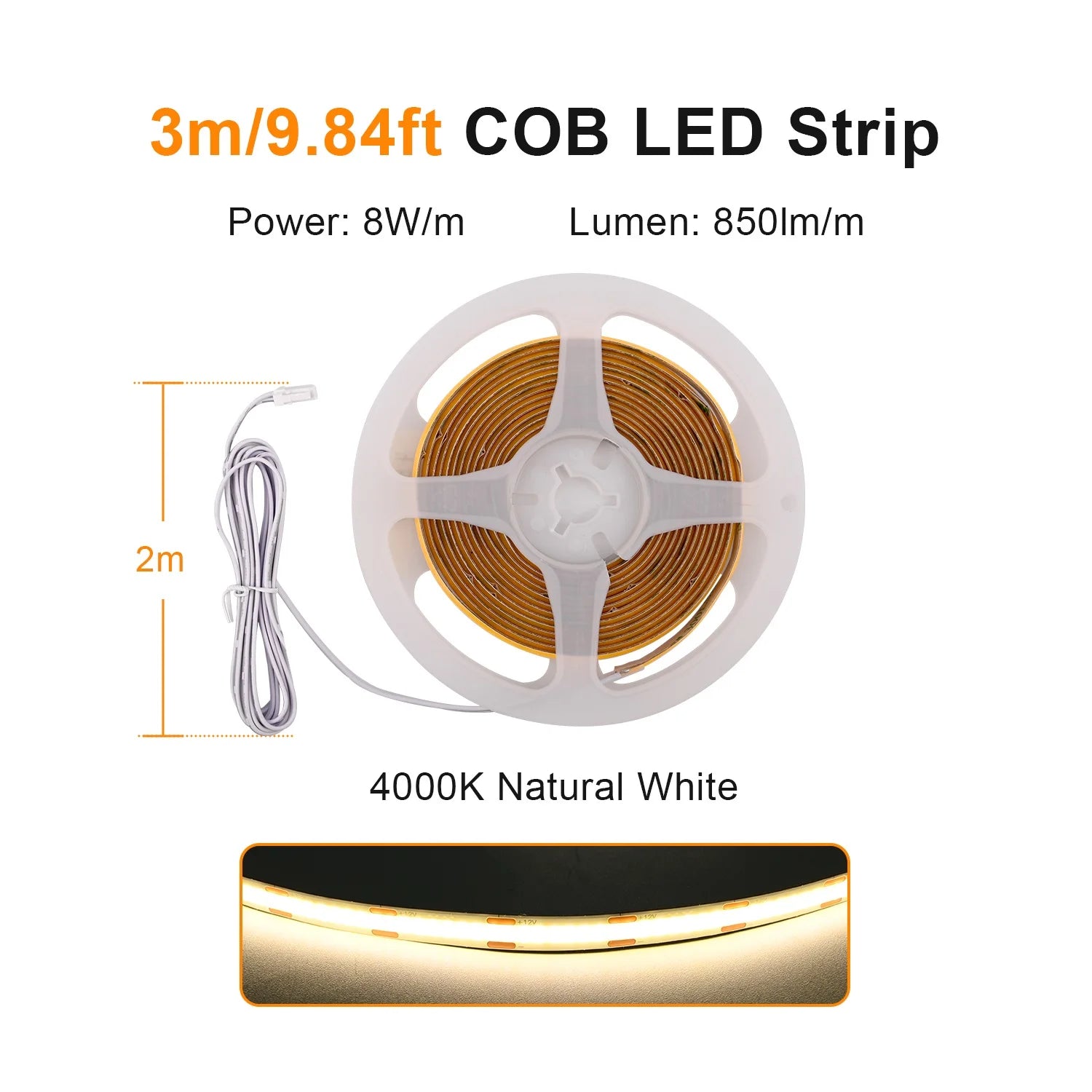 Under Cabinet COB LED Strip Light Collection Display Closet Bookcase Wardrobe Lamp Tape Penetrable Wood Dimmable Touch Sensor