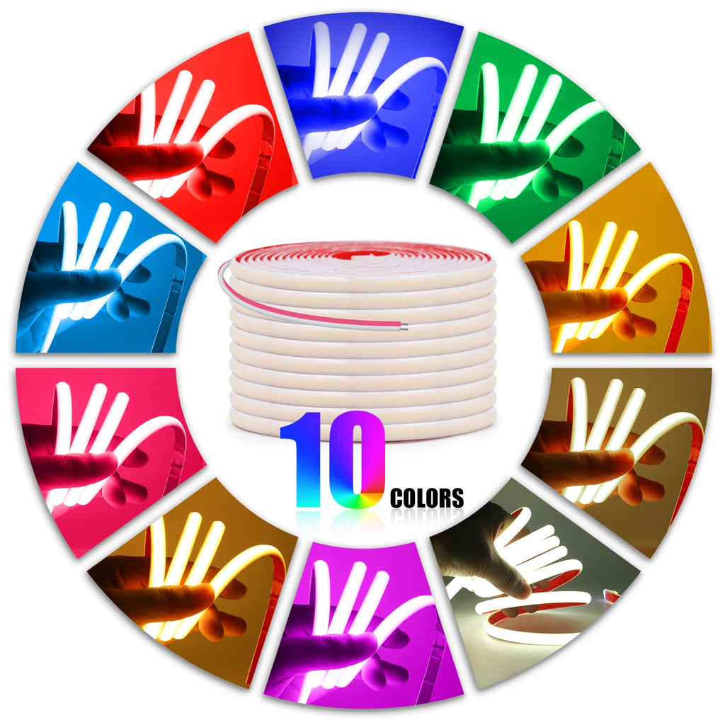 IP68 Waterproof COB LED Strip Light DC 12V 24V 320LEDs/m Red Blue Green White Linear Flexible Neon Lights for Room Garden Decor