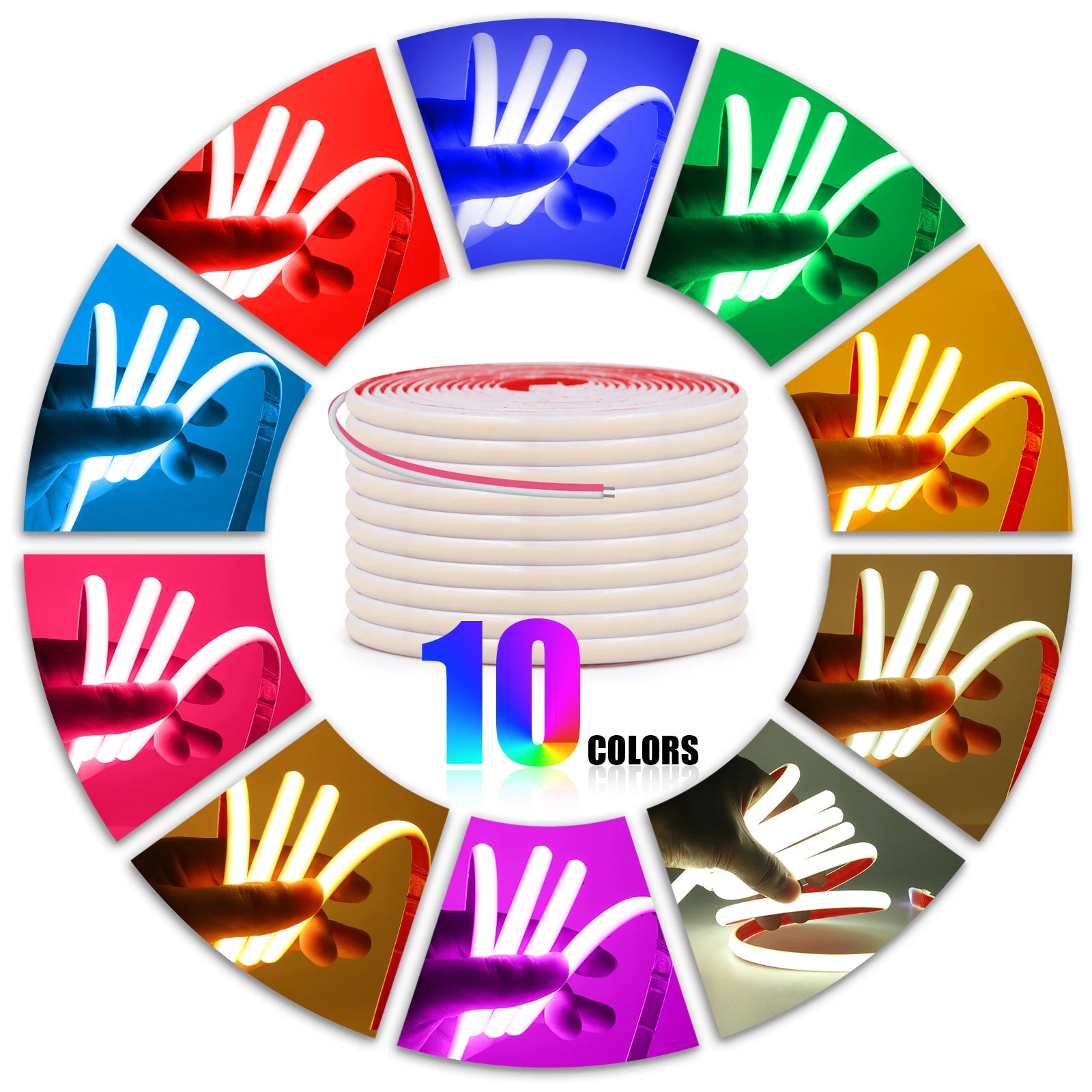 IP68 Waterproof COB LED Strip Light DC 12V 24V 320LEDs/m Red Blue Green White Linear Flexible Neon Lights for Room Garden Decor