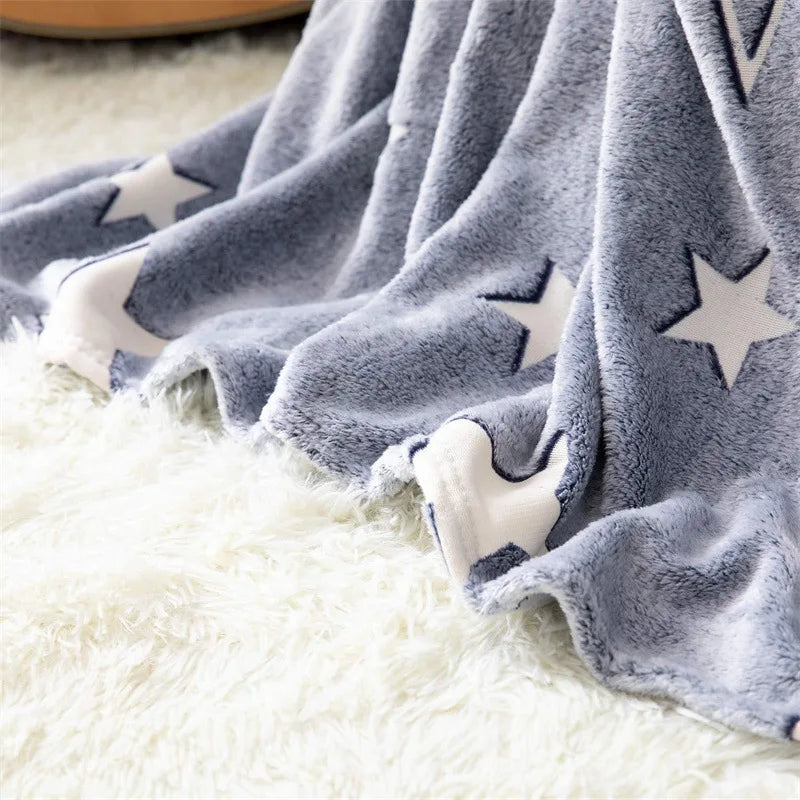 Magical Luminous Flannel Throw Blankets Night Fluorescent Fluffy Kids Blanket Star Moon Warm Sofa Bedspread Nap Leisure Covering