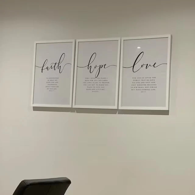 3pcs/Set Faith Hope Love Bible Verse Scripture Quote Hebrews 11 Wall Art Print Pictures For Christian Home Decor