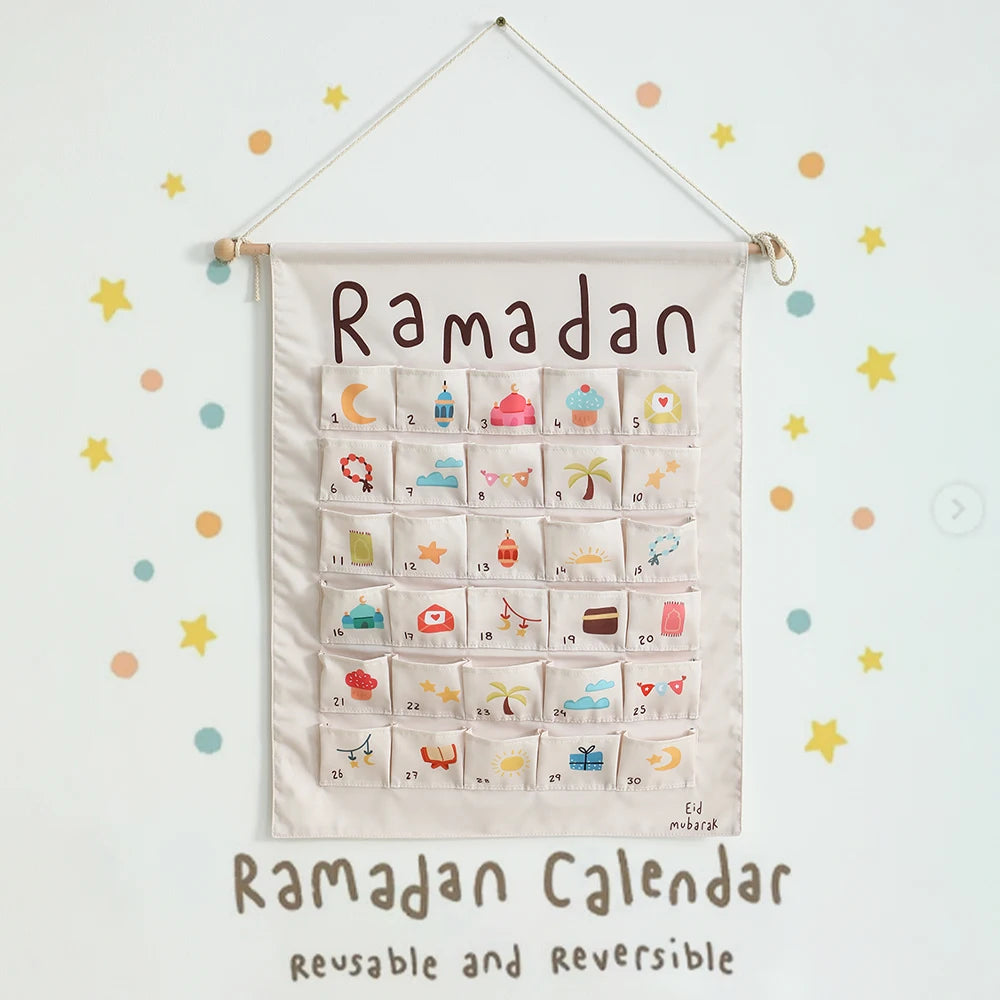 Reusable Acrylic Ramadan Countdown Calendar with Wooden Base – Eid Table Decor