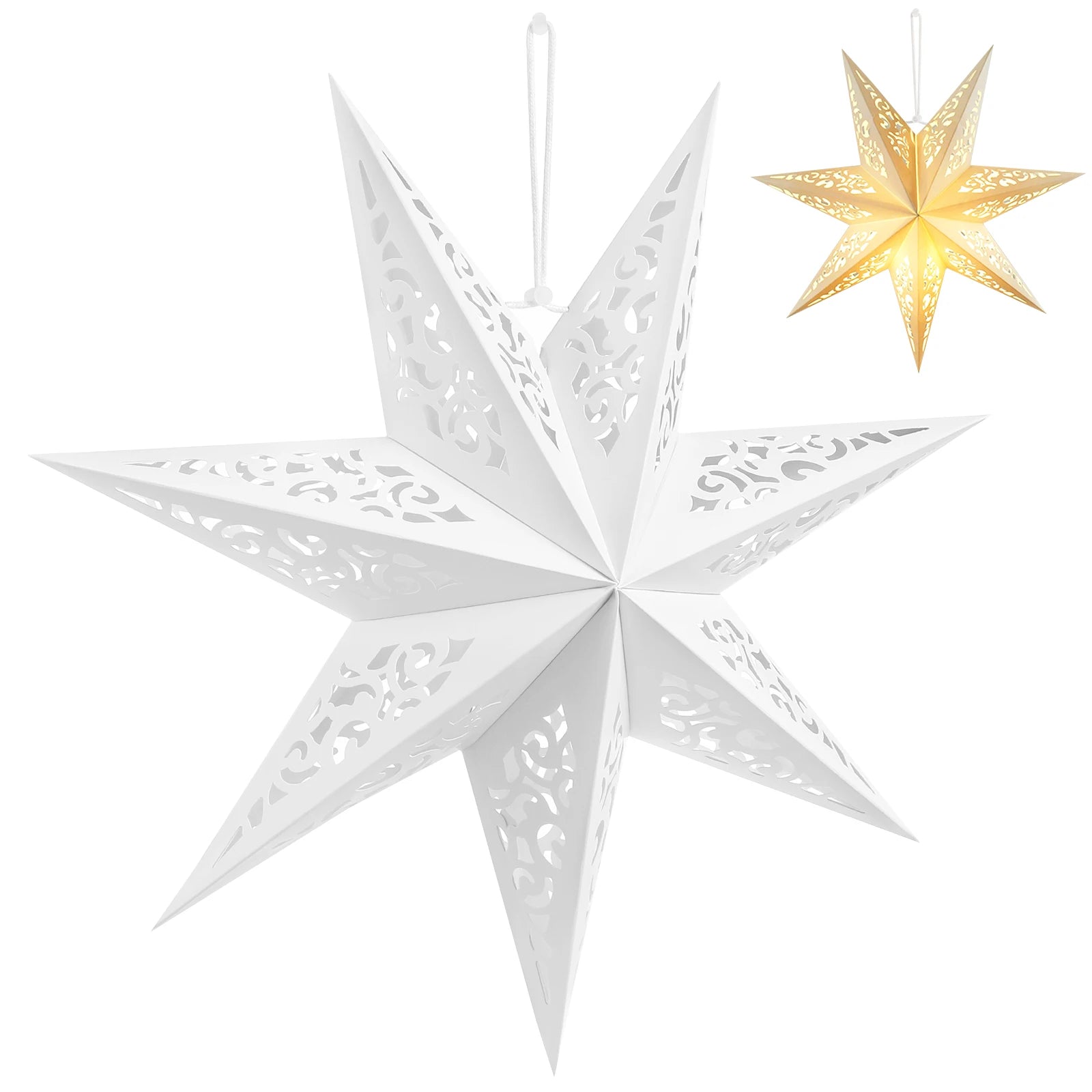 Hollow Out Star Decorative Home Islam Muslim Light Paper Lantern Stars Lampshade Decor Garden Pendant Wedding Party White